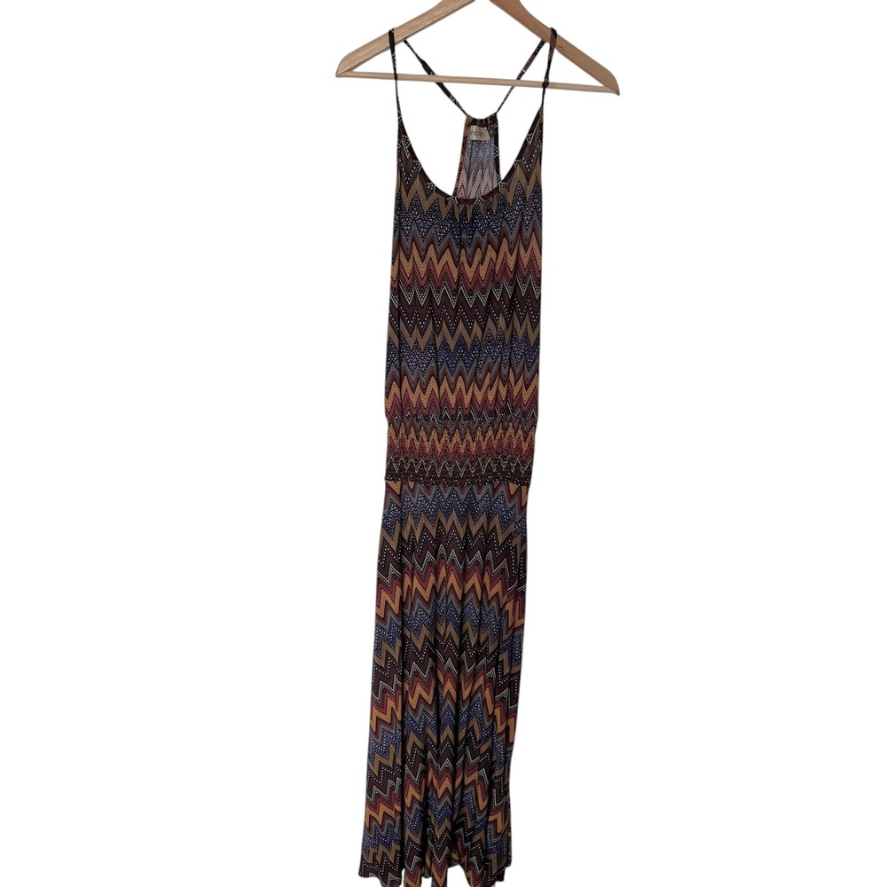 Veronicam Maxi Dress Women Small Multicolor Excellent‎ Boho Chevron Zigzag Print